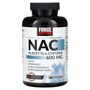 Force Factor, Fundamentals, NAC, N-ацетил-L цистеин, 600 мг, 200 вегетарианских капсул в Москве - eco-herb.ru | фото