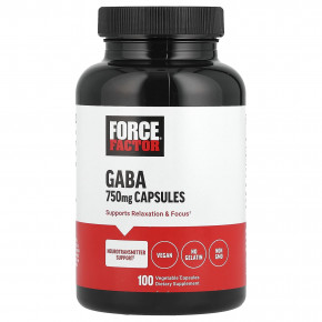 Force Factor, GABA, 750 mg, 100 Vegetable Capsules в Москве - eco-herb.ru | фото