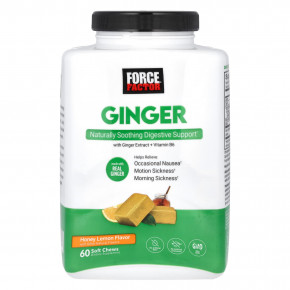 Force Factor, Gentle Ginger ™, мед и лимон, 60 жевательных таблеток - описание | фото