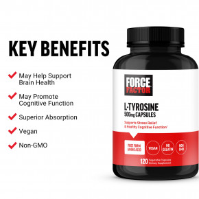 Force Factor, L-тирозин, 500 мг, 120 растительных капсул в Москве - eco-herb.ru | изображение Force Factor, L-тирозин, 500 мг, 120 растительных капсул в Москве - eco-herb.ru | фото