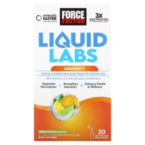 Force Factor, Liquid Labs, Immunity, цитрусовые, 20 пакетиков по 7,4 г (0,26 унции) в Москве - eco-herb.ru | фото
