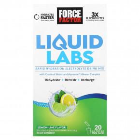 Force Factor, Liquid Labs, лимон и лайм, 20 пакетиков по 7 г (0,25 унции) в Москве - eco-herb.ru | фото