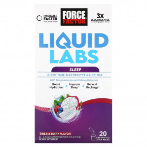 Force Factor, Liquid Labs, Sleep, Dream Berry, 20 пакетиков по 7 г (0,25 унции) в Москве - eco-herb.ru | фото