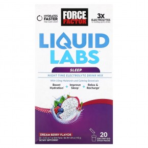 Force Factor, Liquid Labs Sleep, Night Time Electrolyte Drink Mix, Dream Berry, 20 Stick Packs, 0.25 oz (7 g) Each в Москве - eco-herb.ru | фото