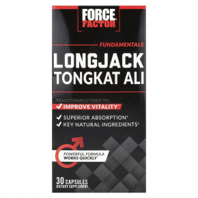 Force Factor, Longjack Tongkat Ali, эврикома длиннолистная, 500 мг, 30 капсул - описание | фото