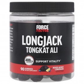 Force Factor, Longjack Tongkat Ali Gummies, Mixed Berry Lemonade, 400 mg, 90 Gummies (133 mg Per Gummy) в Москве - eco-herb.ru | фото