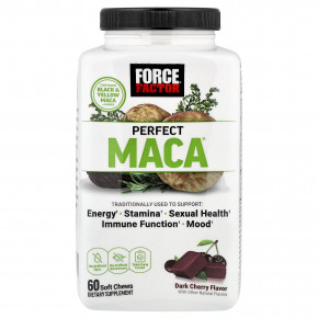 Force Factor, Perfect Maca®, темная вишня, 60 жевательных таблеток - описание | фото