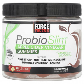 Force Factor, ProbioSlim®, жевательные мармеладки с яблочным уксусом, 60 жевательных таблеток - описание | фото