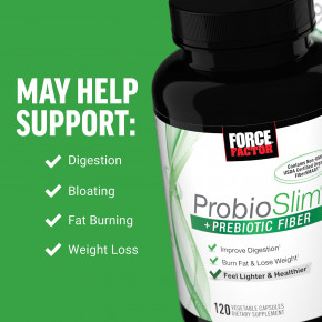 Force Factor, ProbioSlim®, с пребиотической клетчаткой, 120 вегетарианских капсул в Москве - eco-herb.ru | фото