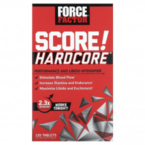 Force Factor, SCORE! Hardcore, средство для повышения производительности и либидо, 120 таблеток - описание