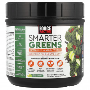 Force Factor, Smarter Greens ™, суперфуды + энергетический порошок, лимон и лайм, 483 г (17 унций) в Москве - eco-herb.ru | фото