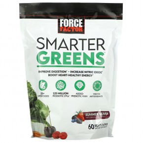 Force Factor, Smarter Greens, летние ягоды, 60 жевательных таблеток в Москве - eco-herb.ru | фото