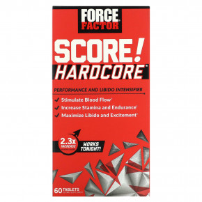 Force Factor, Средство SCORE! Hardcore®, средство для повышения производительности и либидо, 60 таблеток - описание | фото