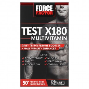 Force Factor, Test X180, мультивитамины и усилитель тестостерона, 120 таблеток в Москве - eco-herb.ru | фото