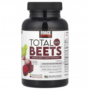 Force Factor, Total Beets®, 1800 мг, 90 растительных капсул (600 мг на капсулу) - описание | фото