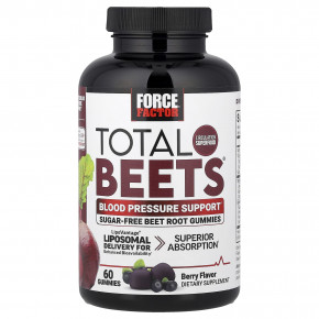 Force Factor, Total Beets®, жевательные таблетки для поддержки артериального давления, со вкусом ягод, 60 жевательных таблеток - описание | фото
