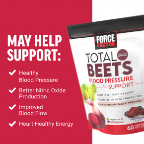 Force Factor, Total Beets®, поддержка артериального давления, ягоды асаи, 60 жевательных таблеток в Москве - eco-herb.ru | фото