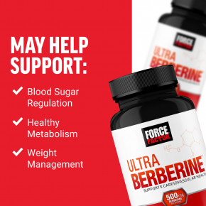 Force Factor, Ultra Berberine, средство для поддержания метаболизма глюкозы, 60 растительных капсул (250 мг в 1 капсуле) в Москве - eco-herb.ru | фото