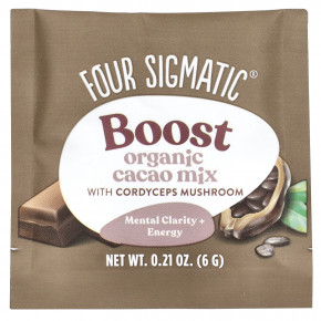 Four Sigmatic, Boost, органическая смесь для приготовления какао с грибом кордицепсом, 10 пакетиков по 6 г (0,21 унции) в Москве - eco-herb.ru | фото