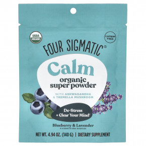 Four Sigmatic, Chill Super Powder с магнием и успокаивающими травами, голубика и лаванда, 140 г (4,94 унции) в Москве - eco-herb.ru | фото