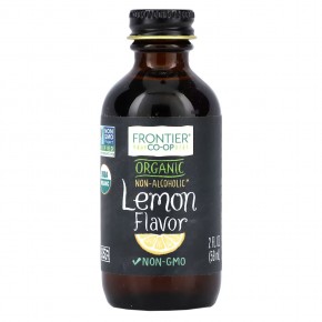 Frontier Co-op, Organic Lemon Flavor, Non-Alcoholic, 2 fl oz (59 ml) - описание