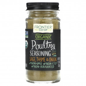 Frontier Co-op, Organic Poultry Seasoning With Sage, Thyme & Onion, 1.2 oz (33 g) - описание