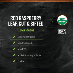 Frontier Co-op, органические нарезанные и просеянные листья красной малины, 453 г (16 унций) в Москве - eco-herb.ru | фото