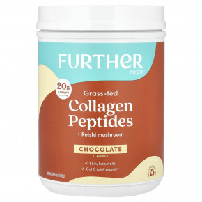 Further Food, Коллагеновые пептиды от травяного откорма с грибами рейши, шоколад, 690 г (24,34 унции) - описание | фото