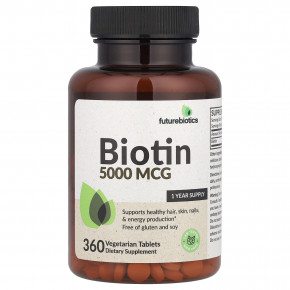 Futurebiotics, Biotin , 5,000 mcg, 360 Vegetarian Tablets в Москве - eco-herb.ru | фото