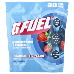 G FUEL, Hydration + Focus, смесь для приготовления электролитического напитка с Cognizin®, со вкусом клубники, 20 пакетиков-стиков по 6 г (0,21 унции) в Москве - eco-herb.ru | фото
