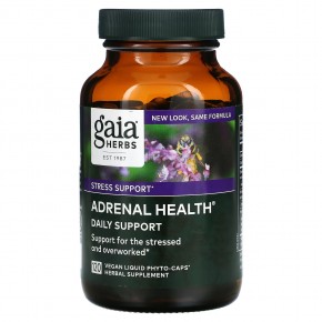 Gaia Herbs, Adrenal Health, ежедневная поддержка, 120 растительных капсул Phyto-Caps - описание