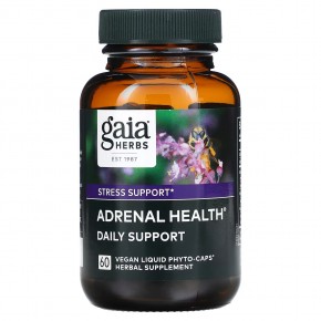 Gaia Herbs, Adrenal Health, ежедневная поддержка, 60 веганских жидких фито-капсул в Москве - eco-herb.ru | фото