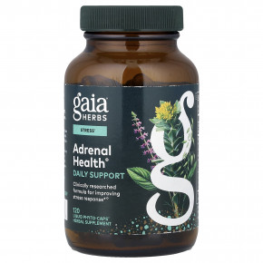 Gaia Herbs, Adrenal Health®, ежедневная поддержка, 120 капсул Phyto-Caps® - описание | фото