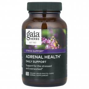 Gaia Herbs, Adrenal Health, ежедневная поддержка, 120 растительных капсул Phyto-Caps - описание | фото