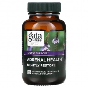 Gaia Herbs, Adrenal Health, ночное восстановление, 60 растительных капсул Phyto-Caps в Москве - eco-herb.ru | фото