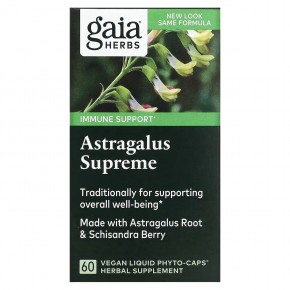 Gaia Herbs, Astragalus Supreme, 60 веганских фито-капсул с жидкостью - описание