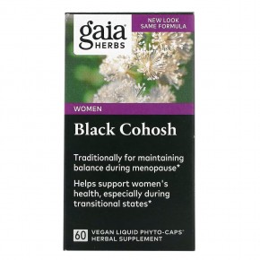 Gaia Herbs, Для женщин, черный кохош, 60 веганских жидких фитокапсул в Москве - eco-herb.ru | фото