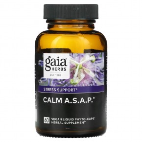 Gaia Herbs, Calm A.S.A.P., 60 веганских капсул Liquid Phyto-Caps в Москве - eco-herb.ru | фото