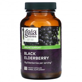 Gaia Herbs, черная бузина с плодами ацеролы, 120 веганских капсул - описание