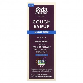 Gaia Herbs, Cough Syrup, Nighttime, 4 fl oz (118 ml) в Москве - eco-herb.ru | фото