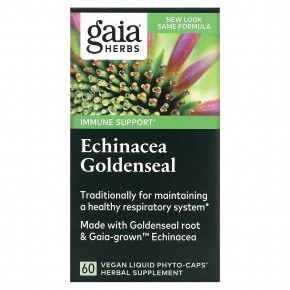 Gaia Herbs, Echinacea Goldenseal, 60 Vegan Liquid Phyto-Caps в Москве - eco-herb.ru | фото
