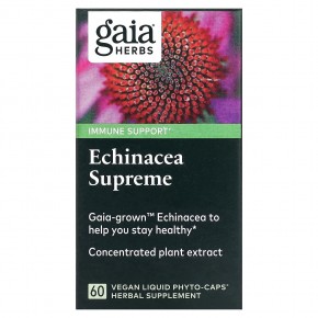 Gaia Herbs, Echinacea Supreme, 60 вегетарианских фито-капсул с жидкостью в Москве - eco-herb.ru | фото