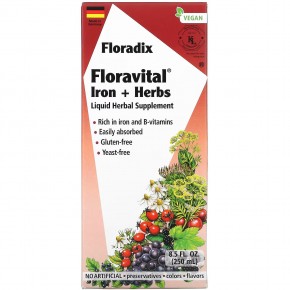 Gaia Herbs, Floradix, Floravital Iron + Herbs, 8,5 жидких унций (250 мл) в Москве - eco-herb.ru | фото