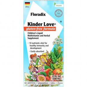 Floradix, Kinder Love®, жидкая мультивитаминная и травяная добавка для детей, 500 мл (17 жидк. Унций) в Москве - eco-herb.ru | фото