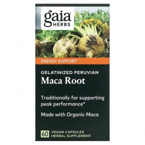 Gaia Herbs, Желатинированный корень маки, 60 растительных капсул в Москве - eco-herb.ru | фото