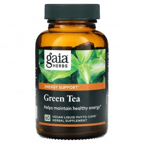 Gaia Herbs, Зеленый чай, 60 веганских жидких фитокапсул в Москве - eco-herb.ru | фото