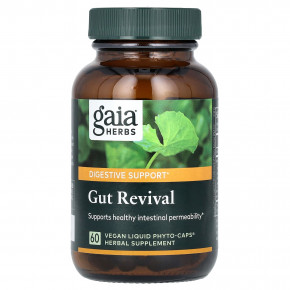 Gaia Herbs, Gut Revival, средство для восстановления кишечника, 60 веганских капсул с фитокапсулами в Москве - eco-herb.ru | фото