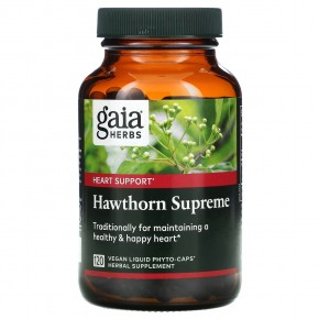Gaia Herbs, Hawthorn Supreme, 120 веганских жидких фитокапсул - описание