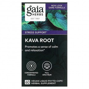 Gaia Herbs, корень кавы, 60 веганских фито-капсул с жидкостью в Москве - eco-herb.ru | фото