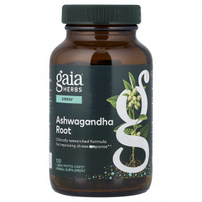 Gaia Herbs, корень ашваганды, 120 жидких капсул Phyto-Caps® (350 мг в 1 капсуле) - описание | фото